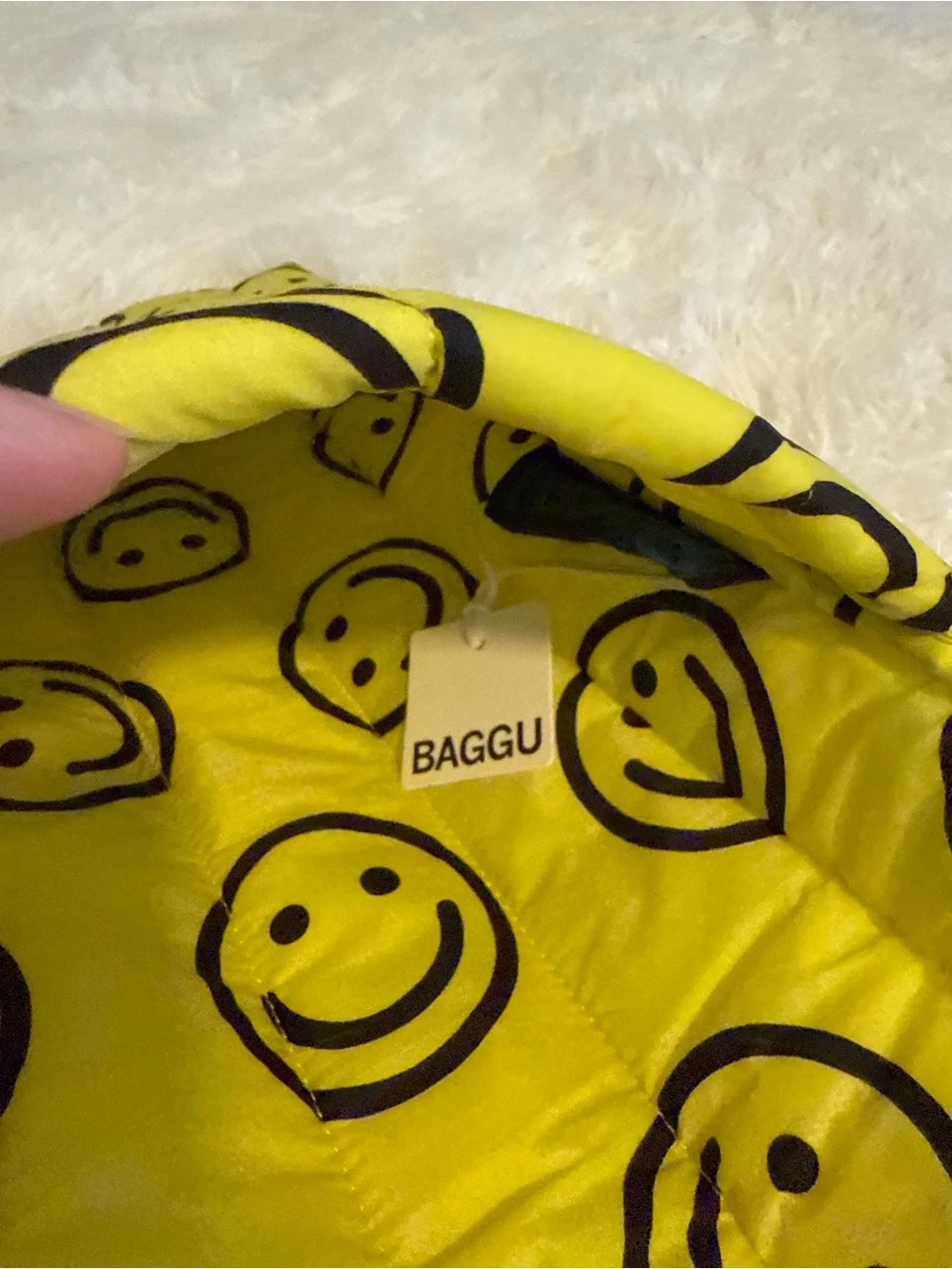 BAGGU Yellow Smiley Puffed Laptop Sleeve